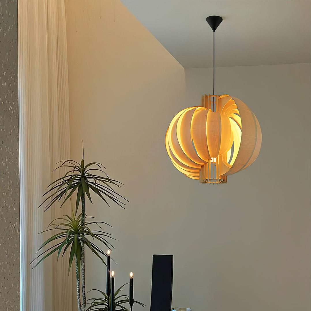 Candeeiro suspenso de madeira com aro elegante premium Ivraeus