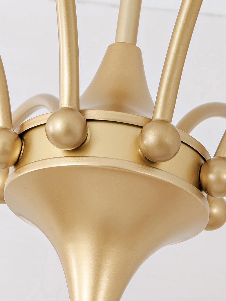 Zusk skulpturel moderne glaslysekrone i guld med 8 lyskilder
