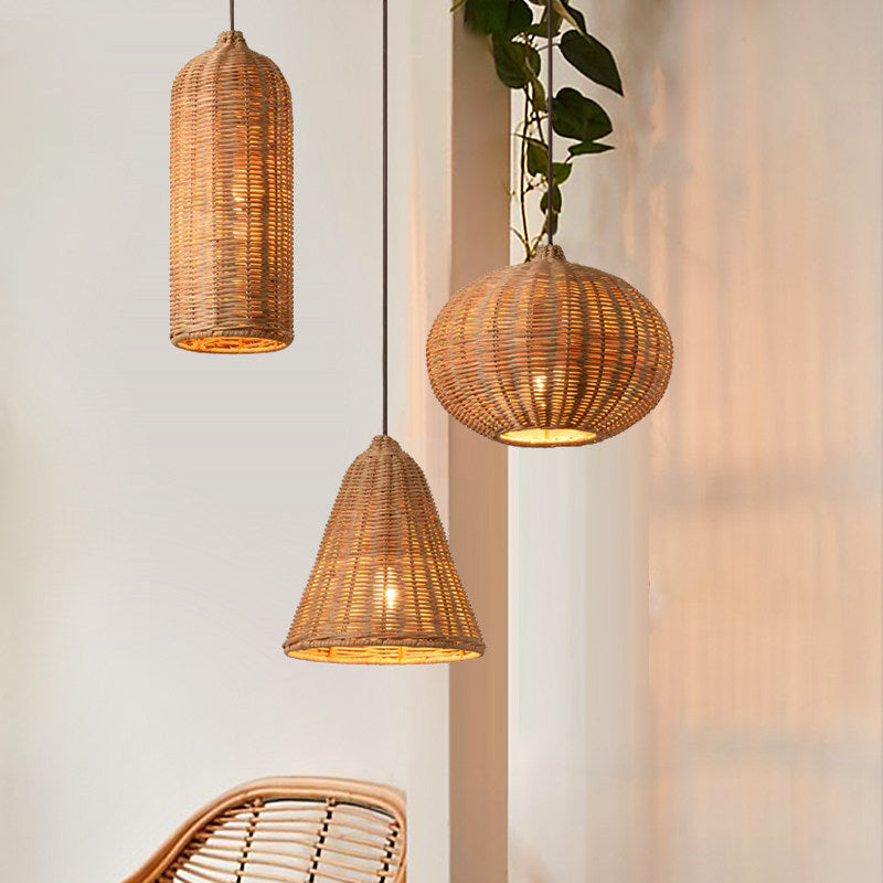 Marleigh pendel-lampe i flettet rattan