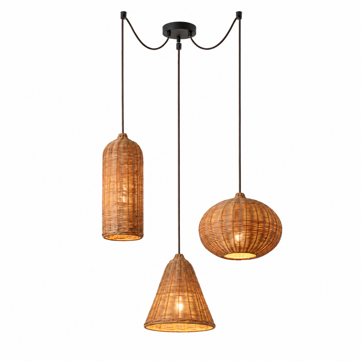 Marleigh pendel-lampe i flettet rattan