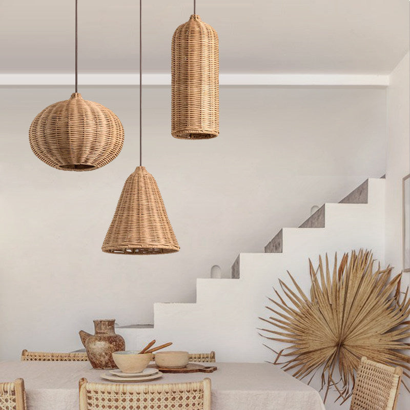 Marleigh pendel-lampe i flettet rattan
