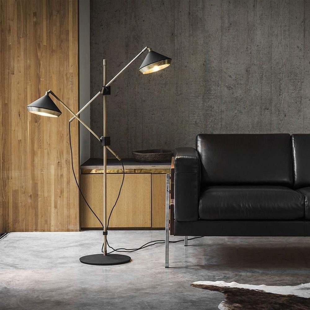 Mylirir art deco-gulvlampe i messing
