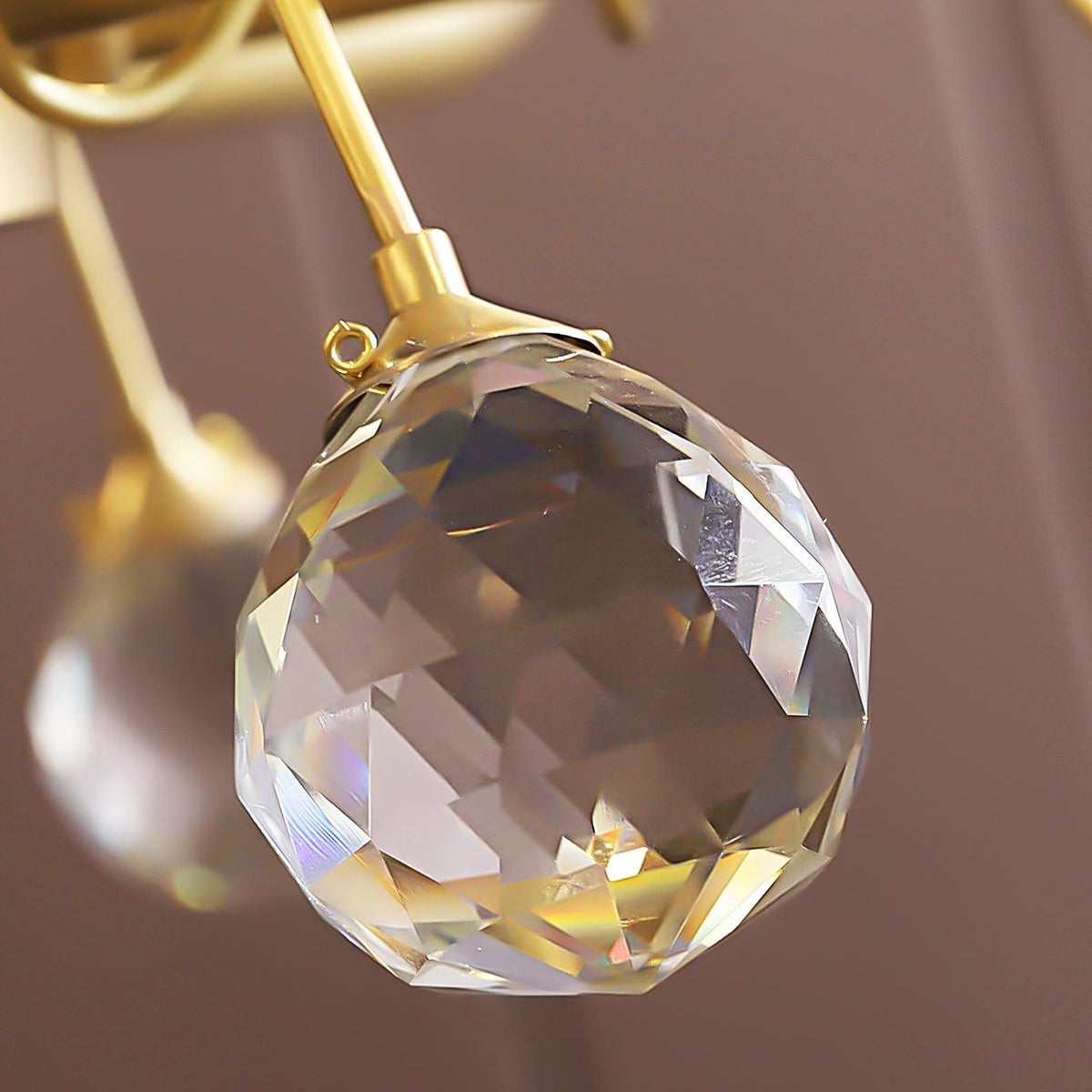 Candeeiro de teto Luxereon em cobre, com folhas de cristal
