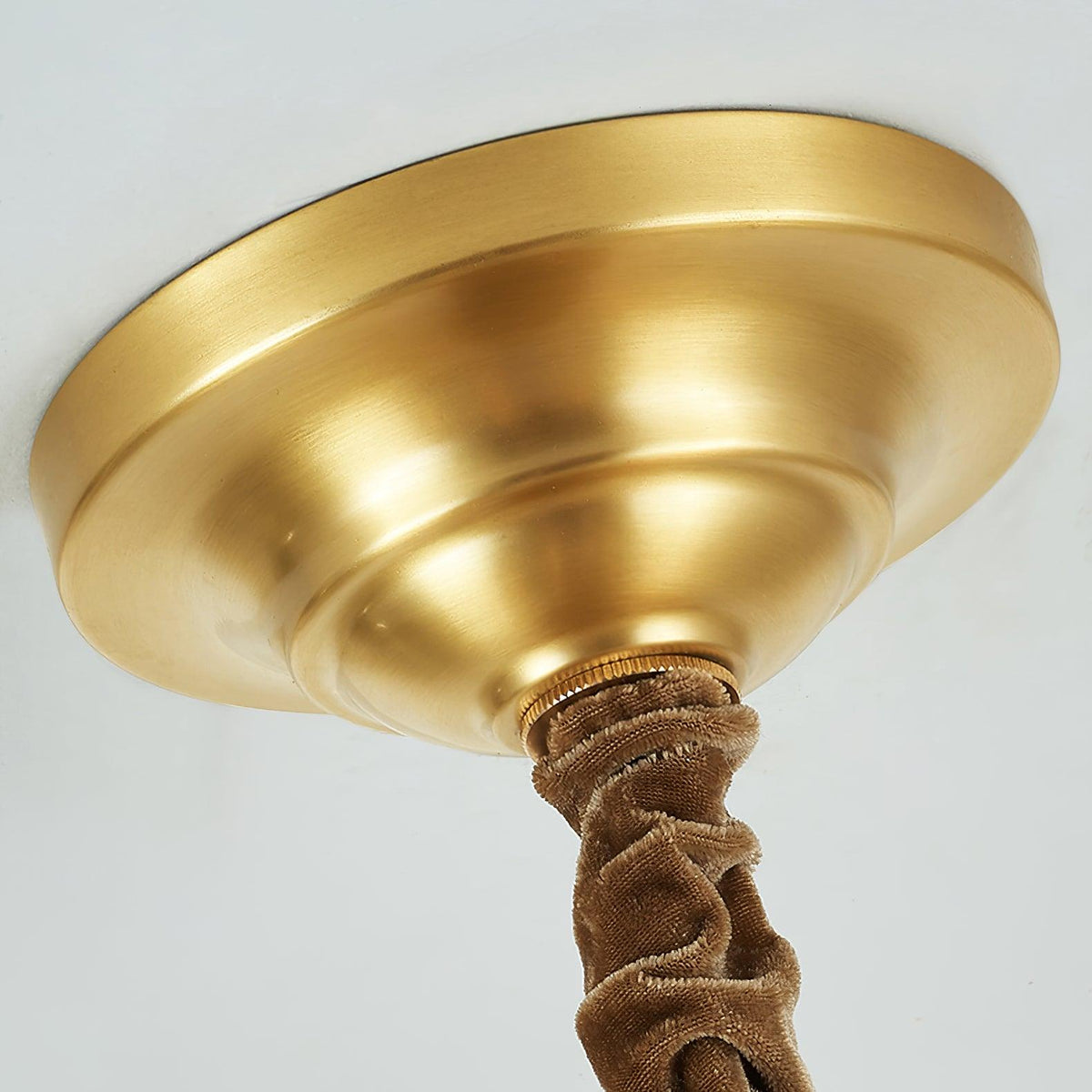 Candeeiro de teto Luxereon em cobre, com folhas de cristal