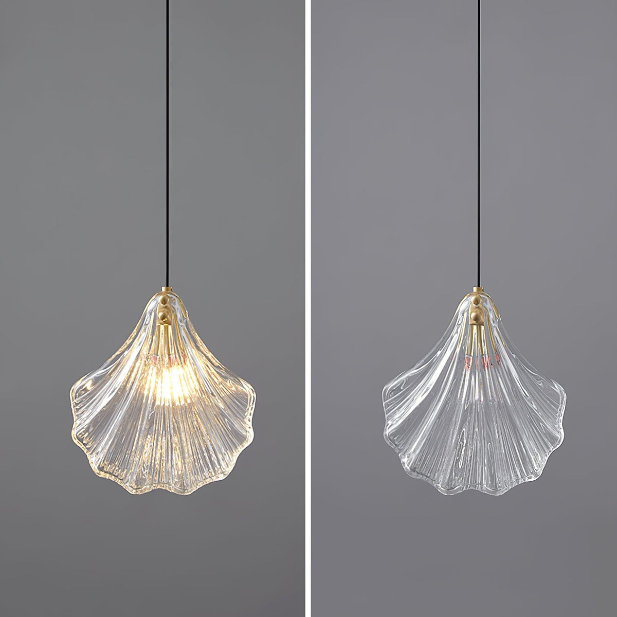 Covene Nordic Art Mini-pendel i muslingeskal og glas med swag-ledning
