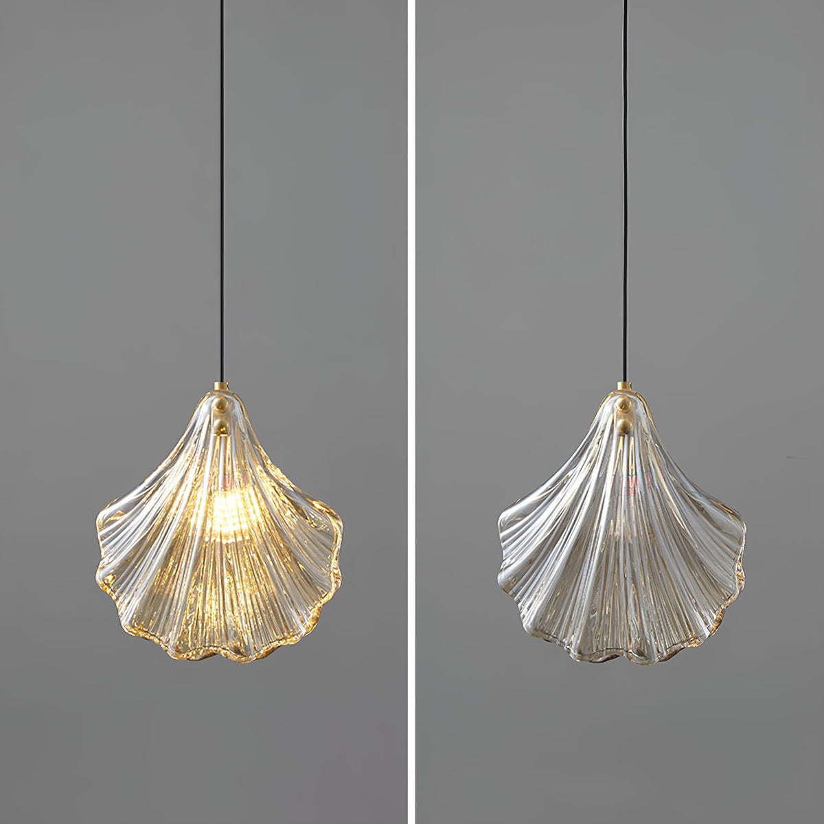Veda pendellampa i glas, snäckformad, konstnärlig och elegant