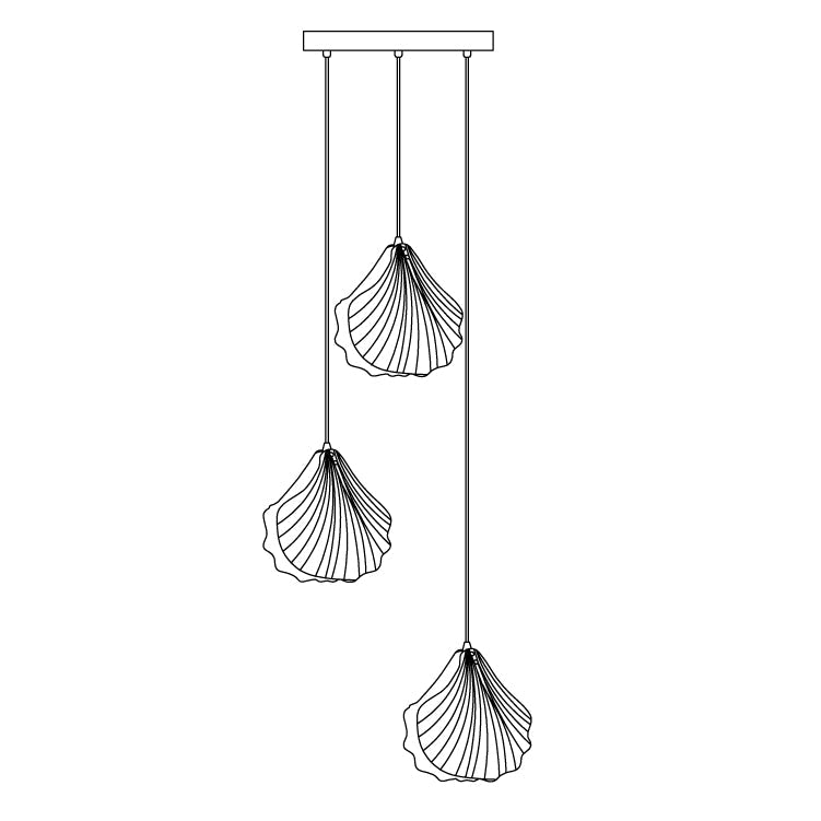 Veda pendellampa i glas, snäckformad, konstnärlig och elegant
