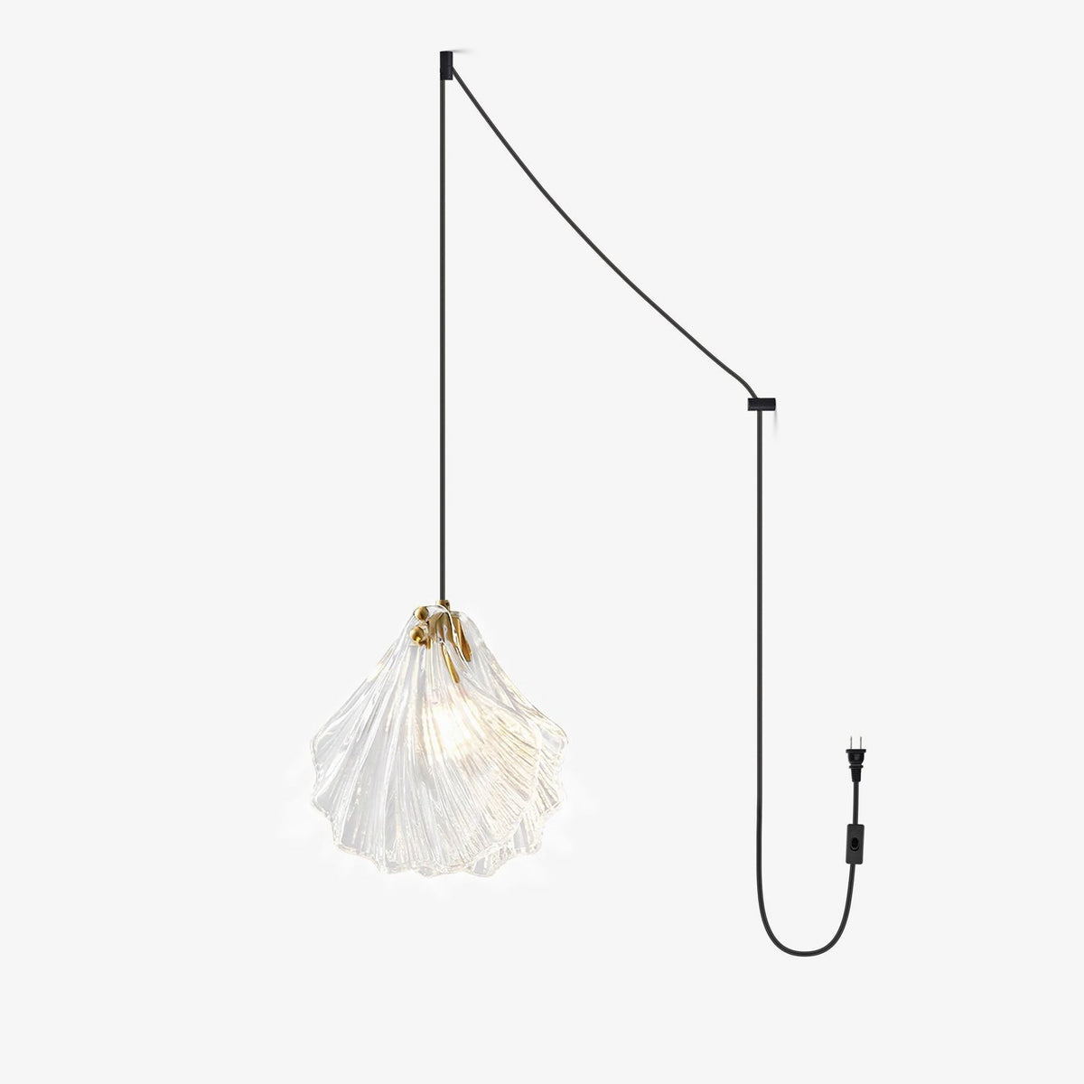 Covene Nordic Art Mini-pendel i muslingeskal og glas med swag-ledning