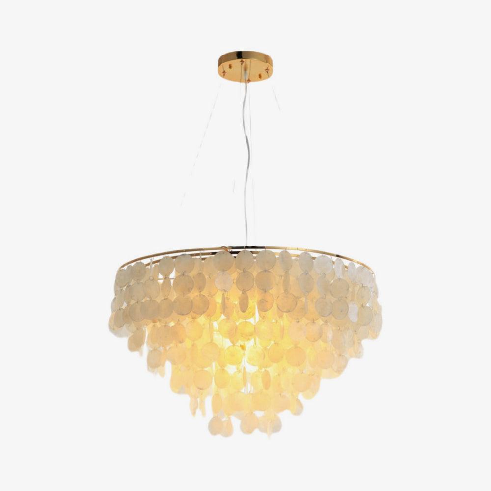 Candeeiro de teto Esileth pós-moderno de luxo com conchas e sinos de vento