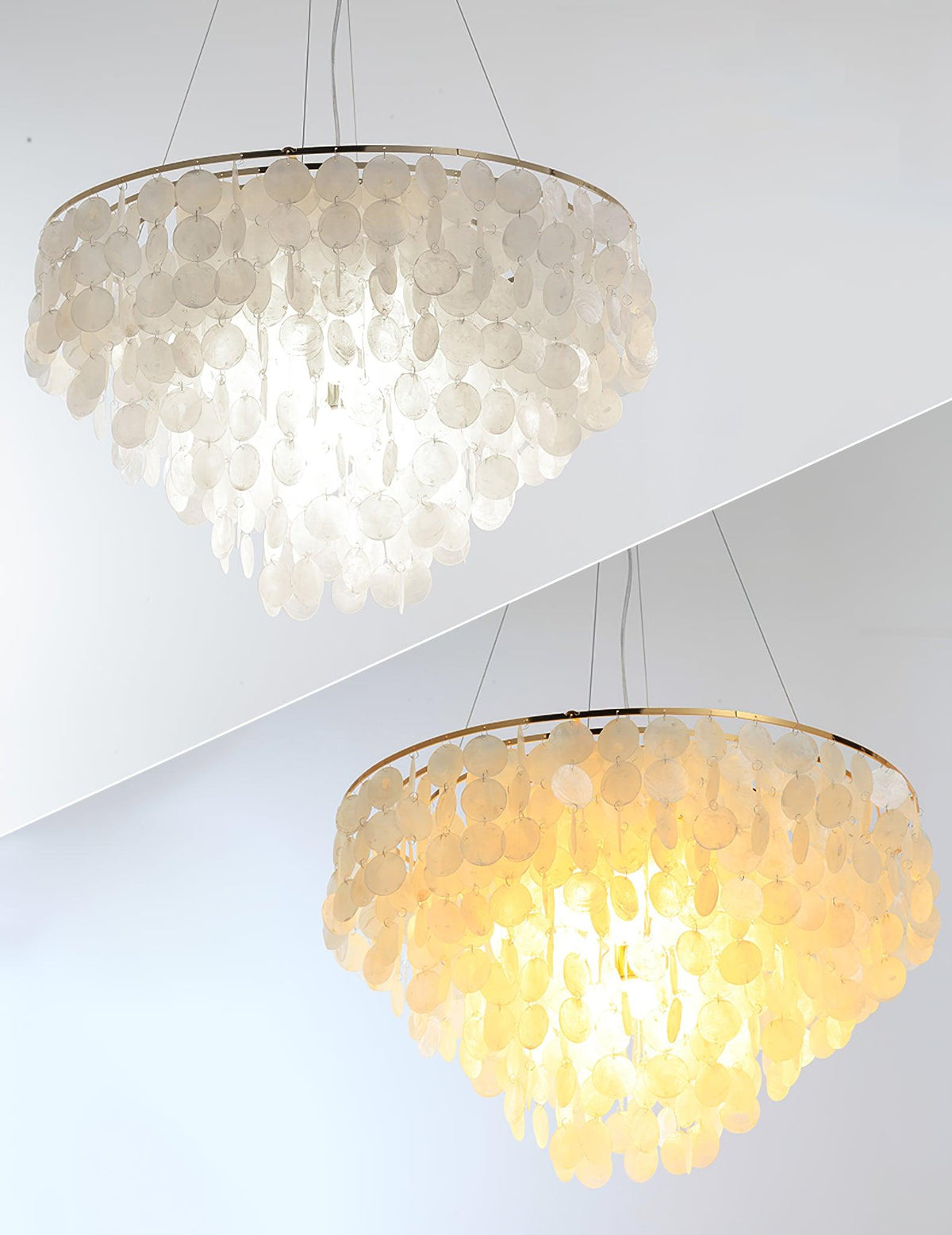 Candeeiro de teto Esileth pós-moderno de luxo com conchas e sinos de vento