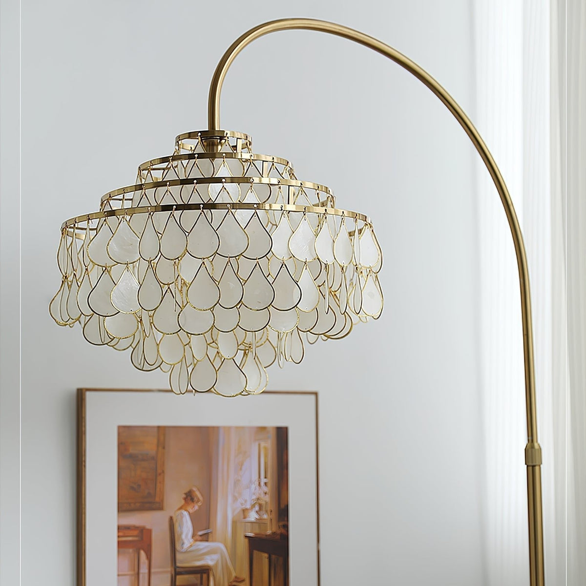 Luksus-gulvlampe med skal Emily