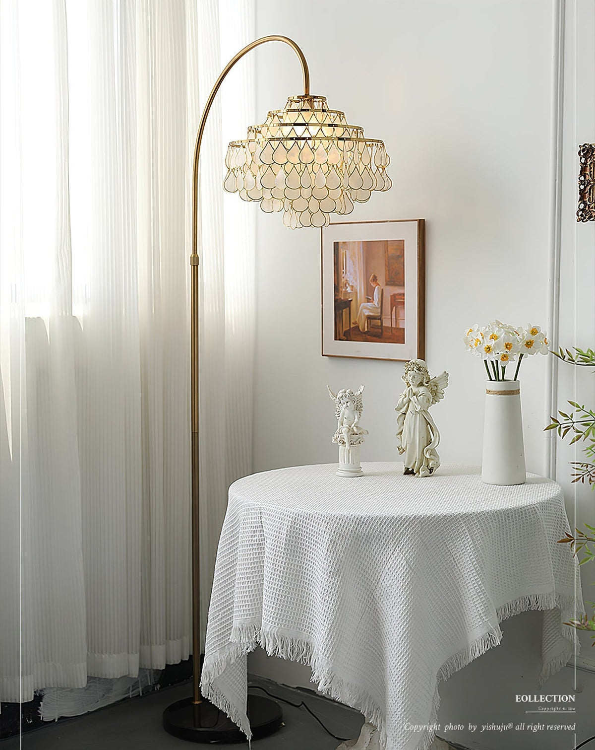 Luksus-gulvlampe med skal Emily