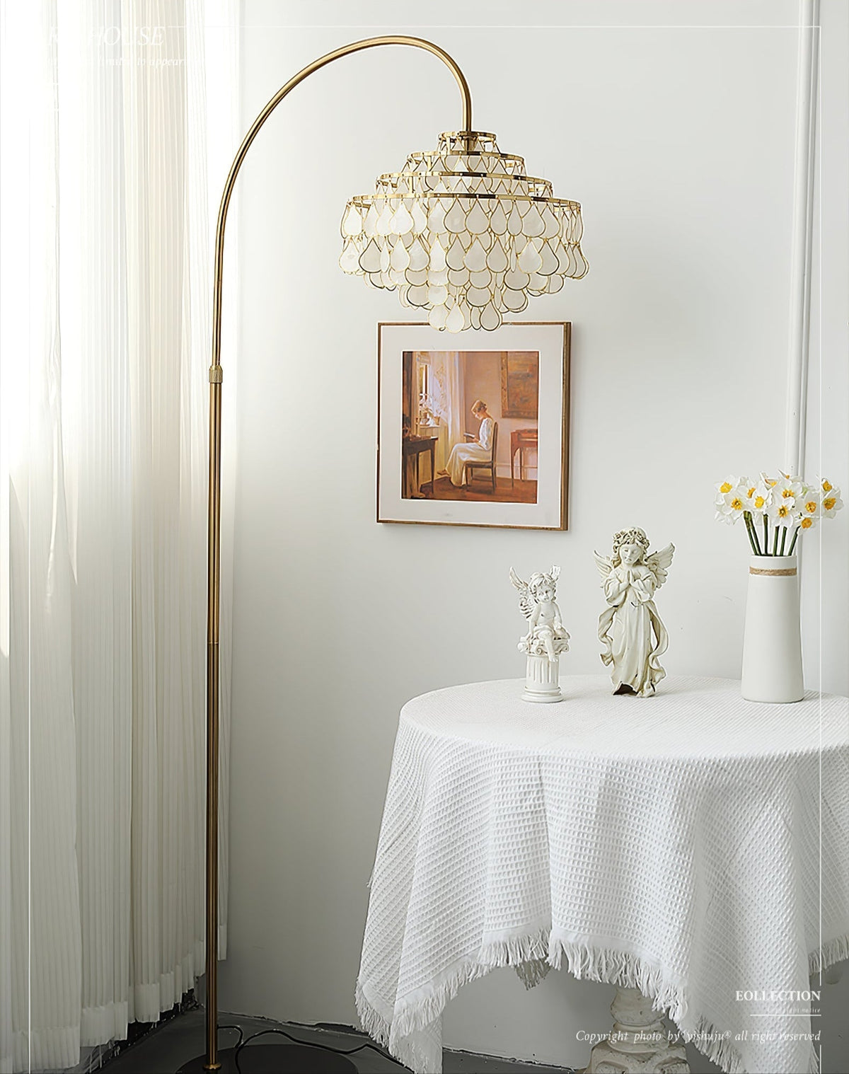 Luksus-gulvlampe med skal Emily