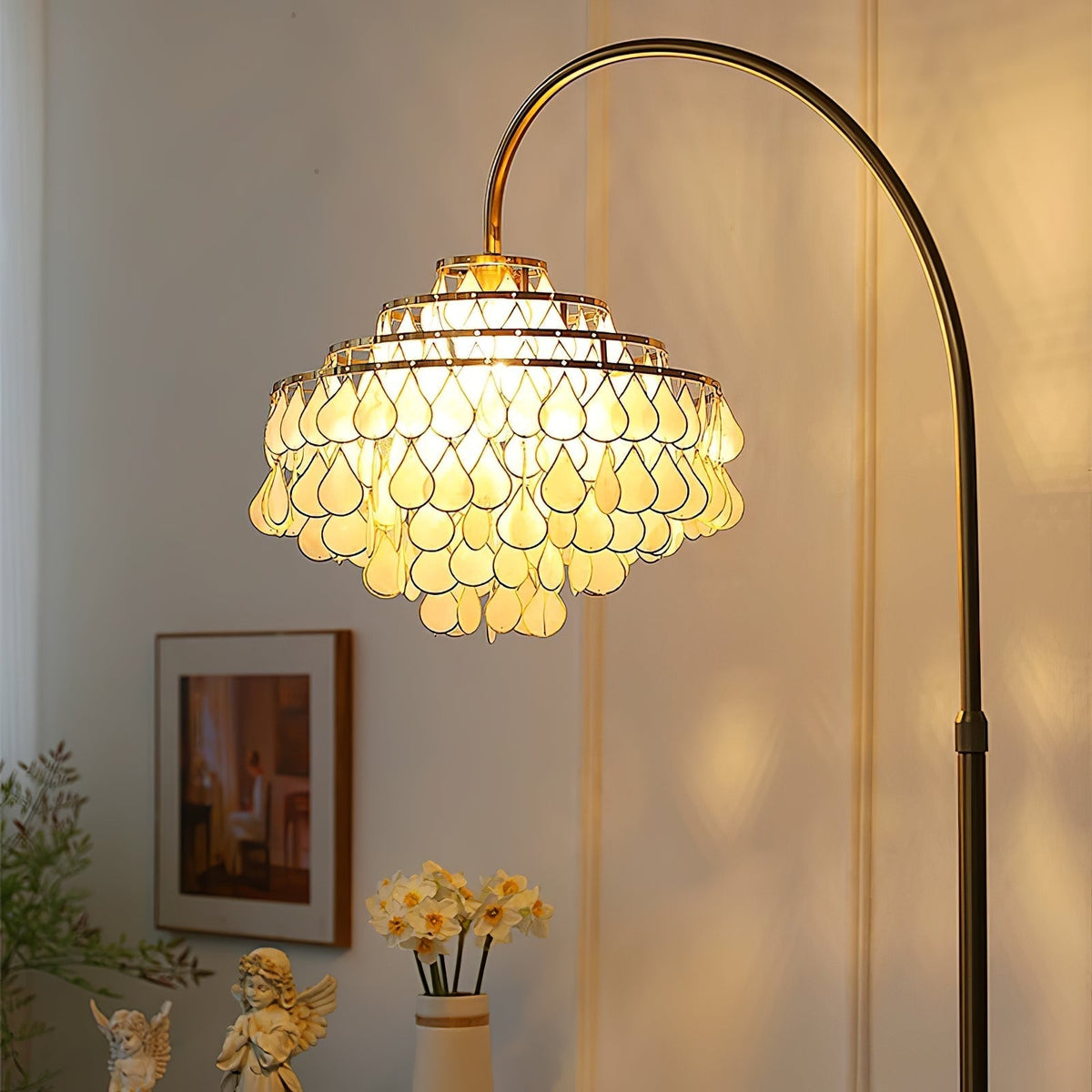 Luksus-gulvlampe med skal Emily