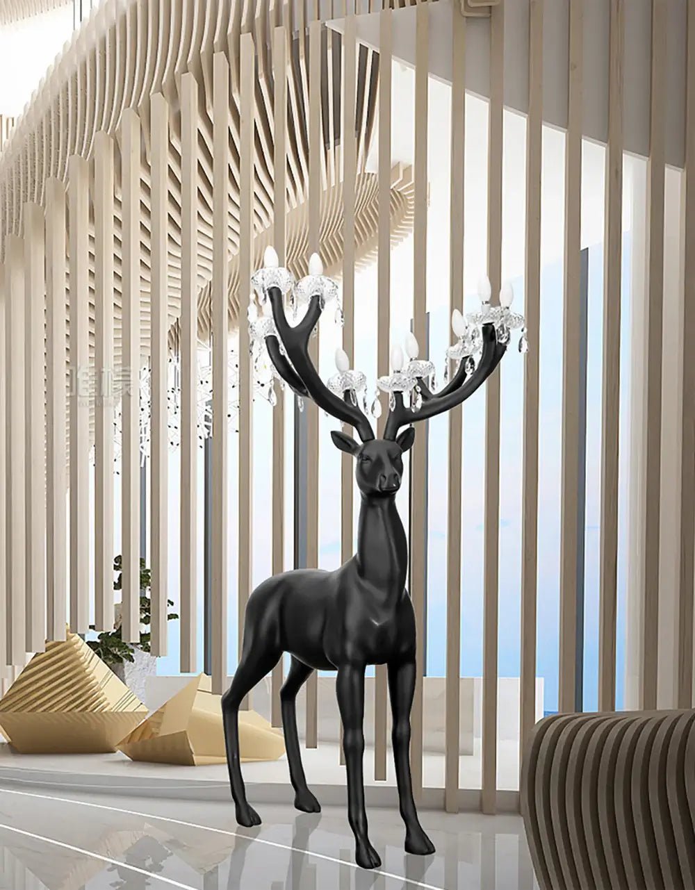 Veluaine-gulvlampe med hjortefigur, legende og kunstnerisk