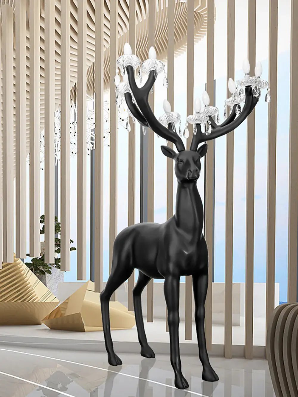 Veluaine-gulvlampe med hjortefigur, legende og kunstnerisk