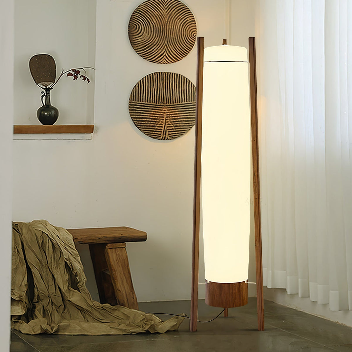 Zezoraril wabi-sabi-golvlampa i trä