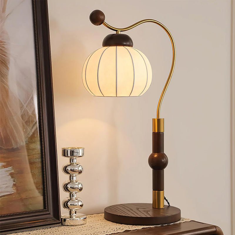 Zyran retrobordlampe i silke og træ