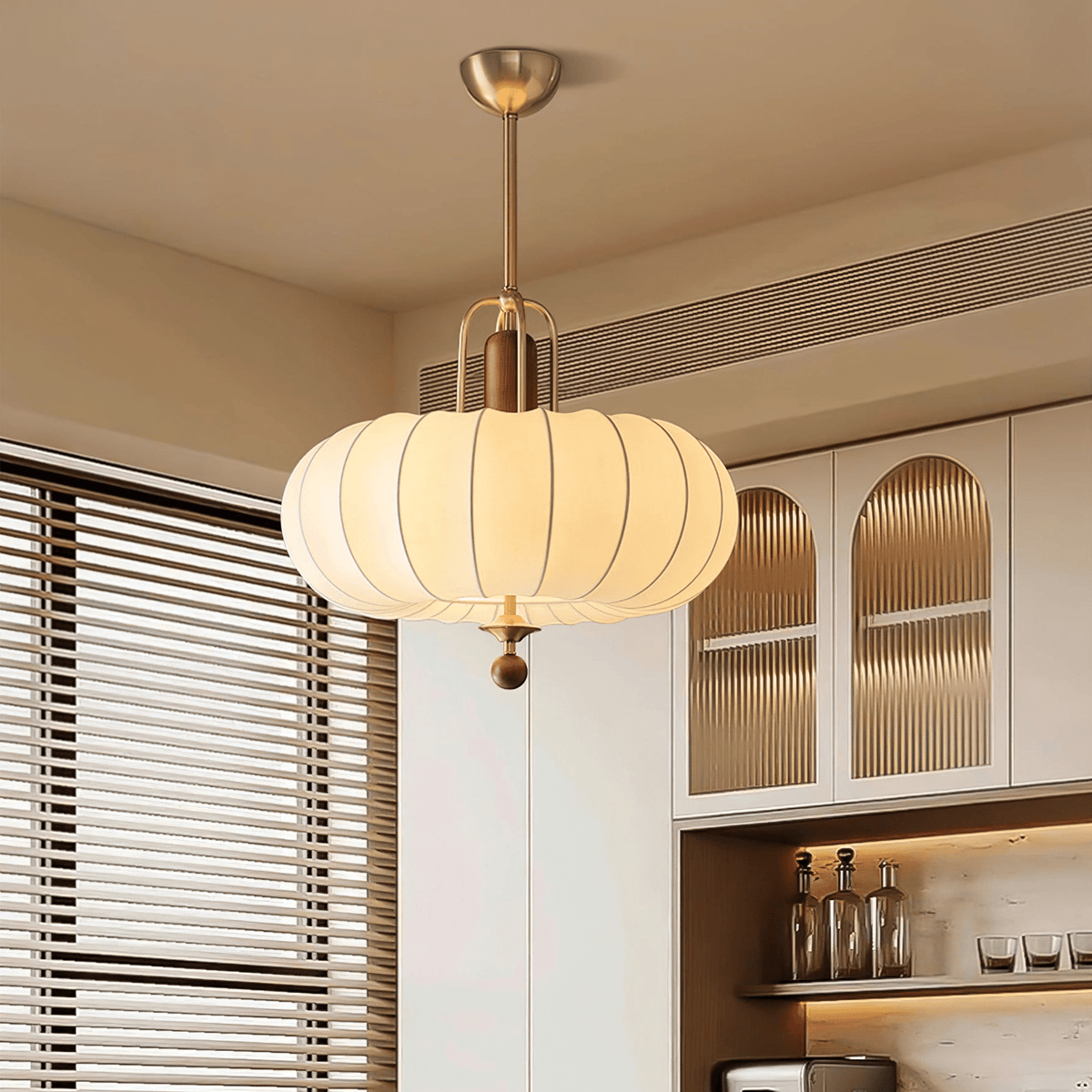 Candeeiro suspenso retro dourado Caseline