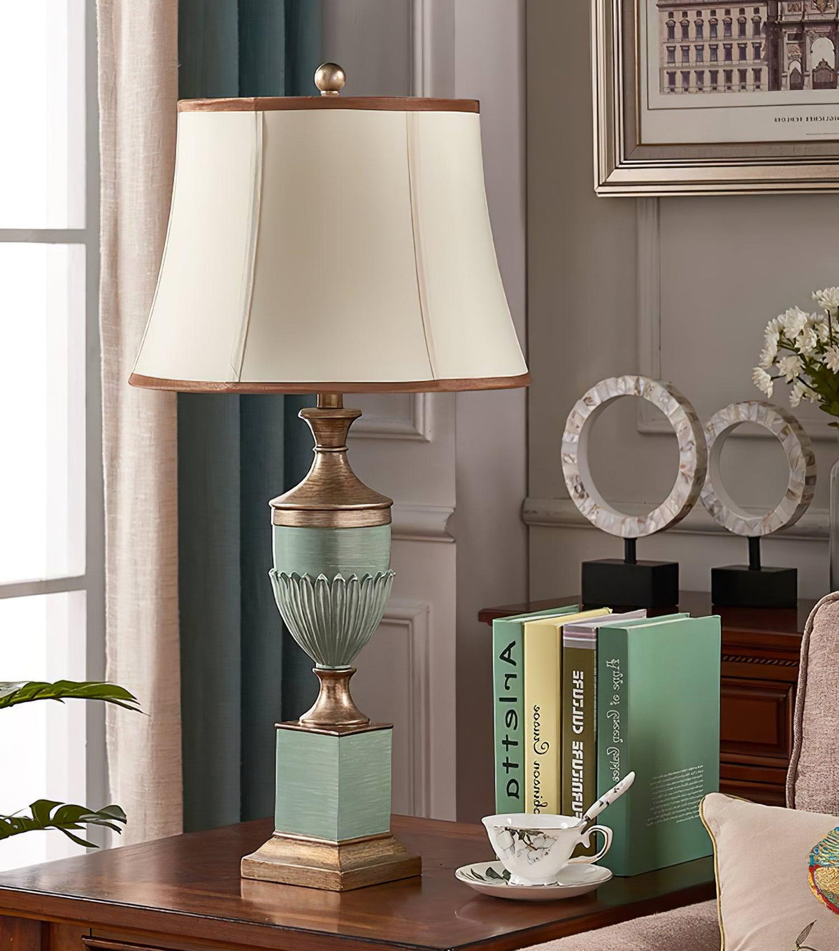 Lucivine vintage-bordlampe i kunstharpiks