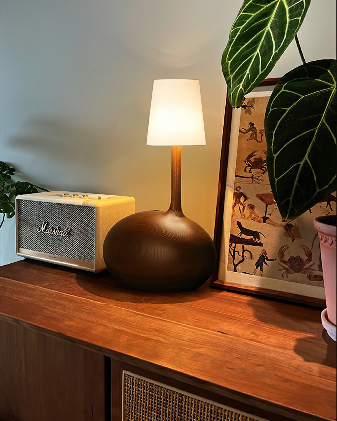 Brixten bordlampe i træ og stof
