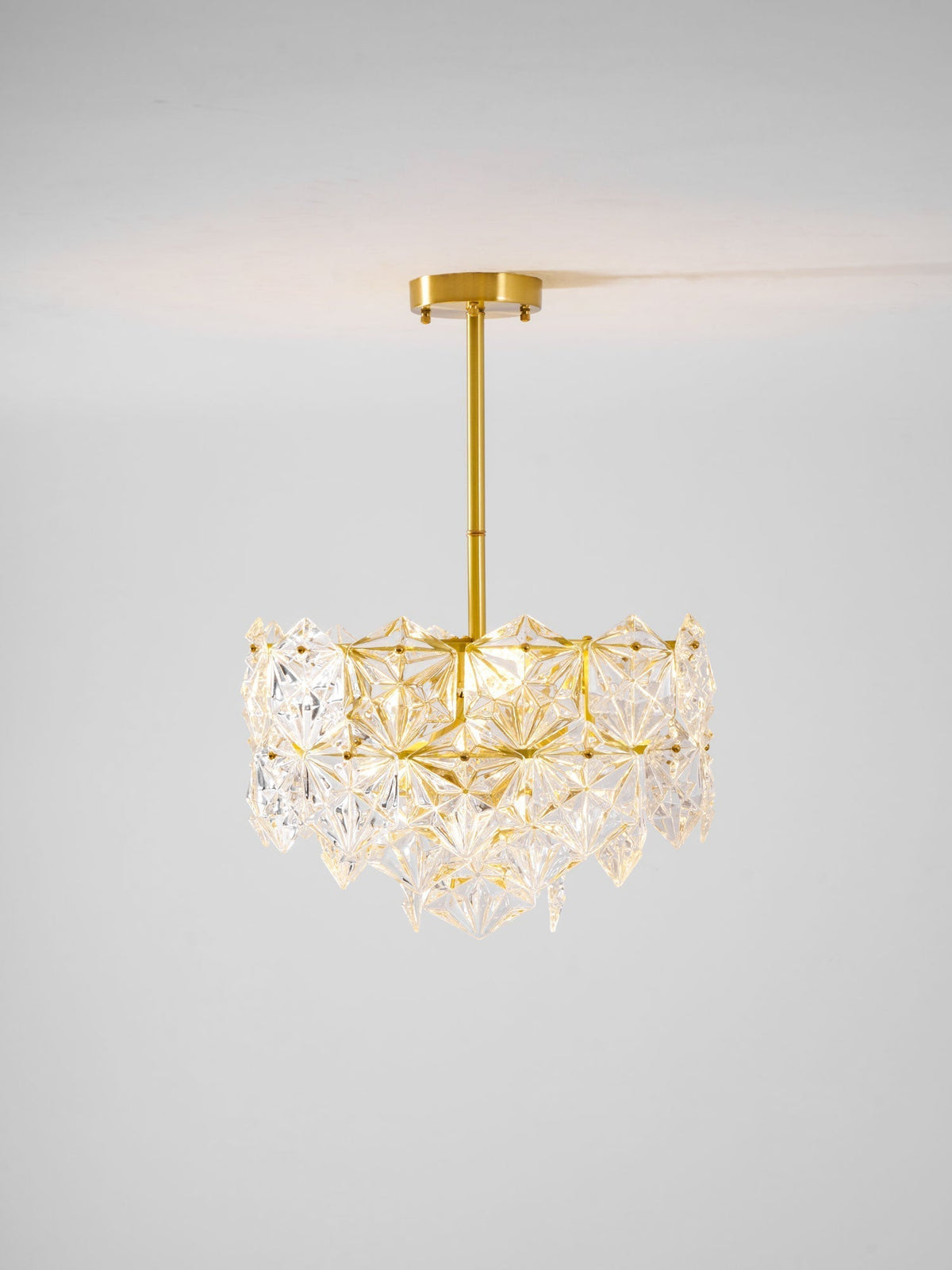 Candeeiro de lustre Eirararia em vidro dourado com flocos de neve