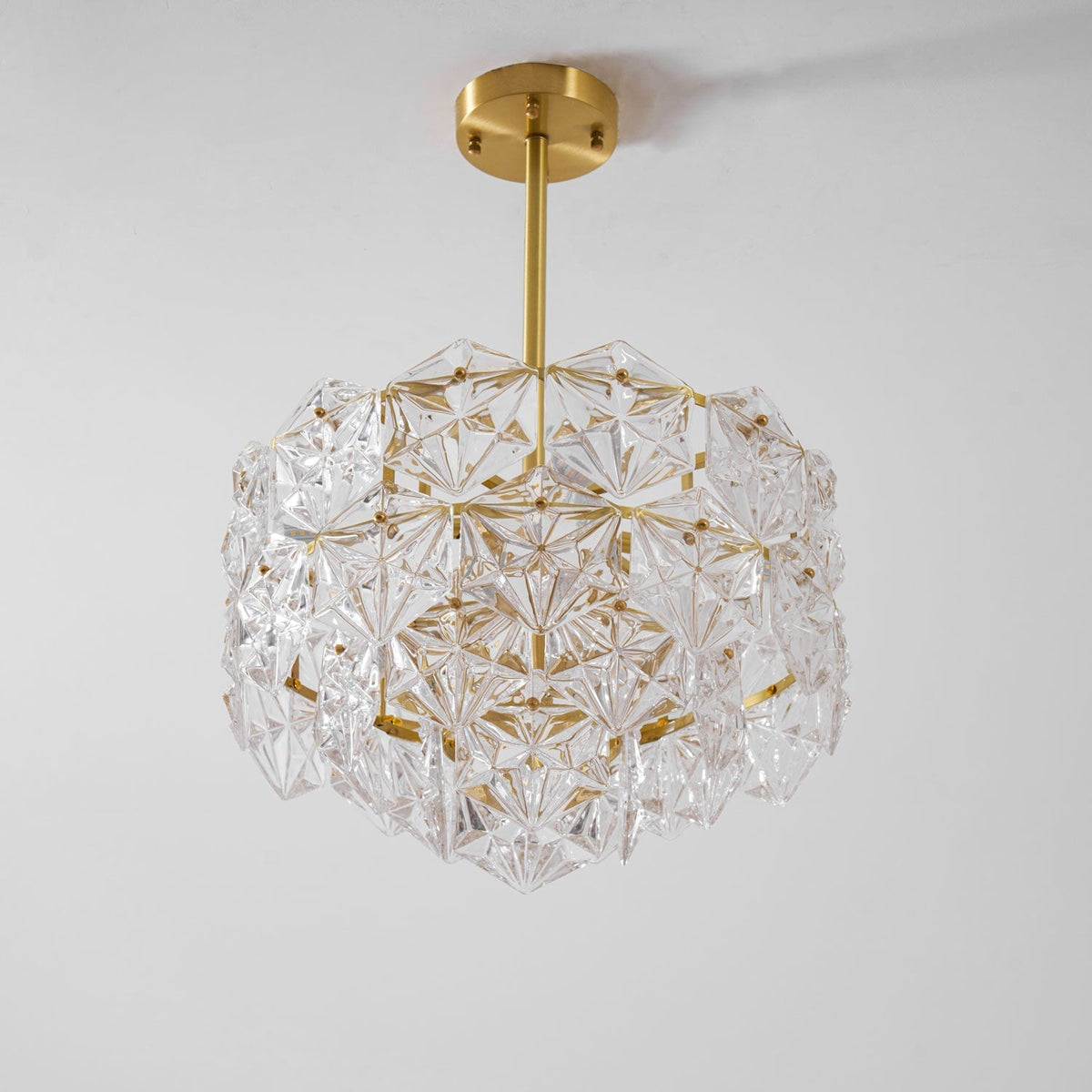Candeeiro de lustre Eirararia em vidro dourado com flocos de neve
