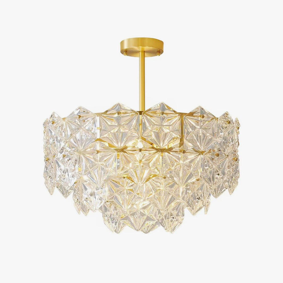 Candeeiro de lustre Eirararia em vidro dourado com flocos de neve