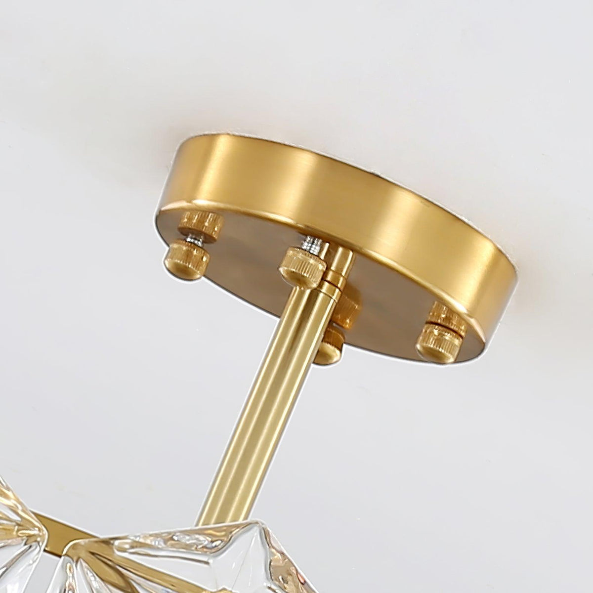 Candeeiro de lustre Eirararia em vidro dourado com flocos de neve