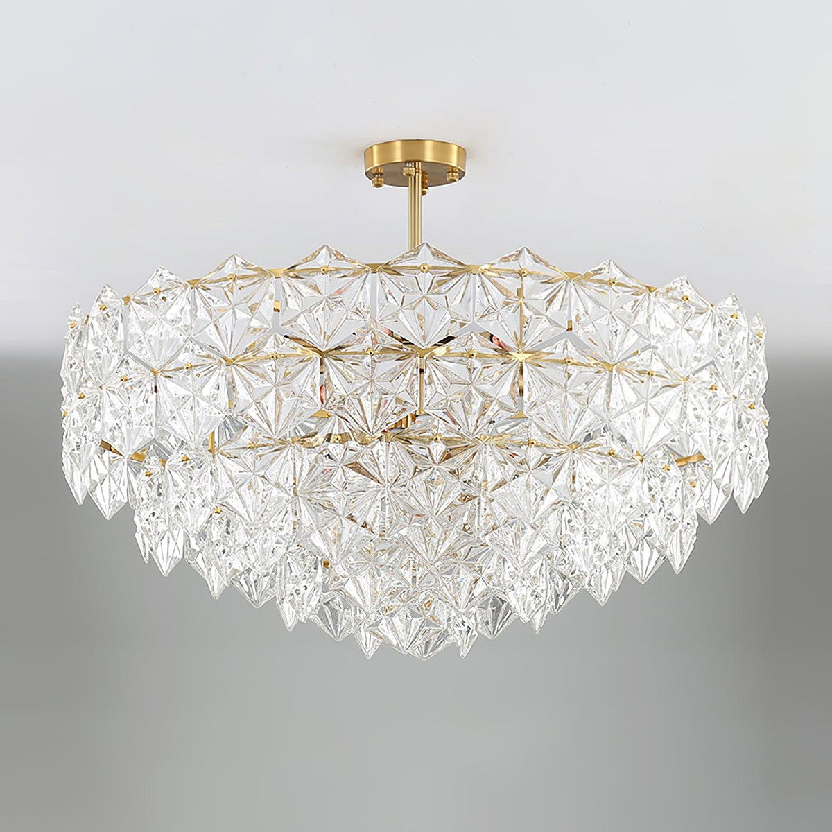Candeeiro de lustre Eirararia em vidro dourado com flocos de neve
