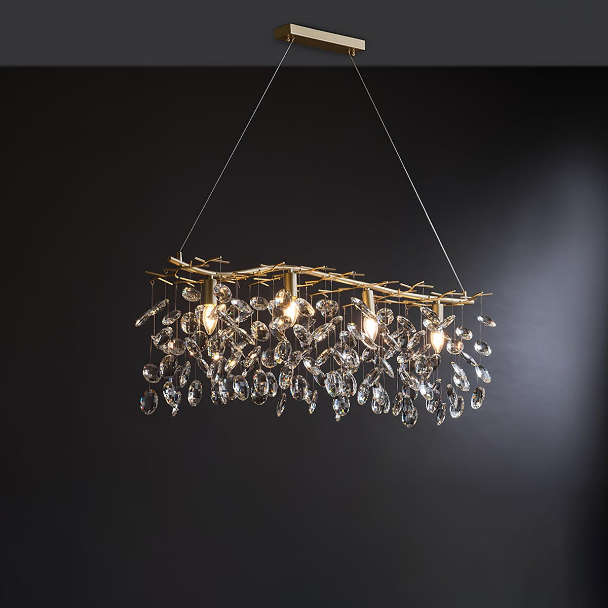 Luxirian kultainen LED-kristallihaarakruunu