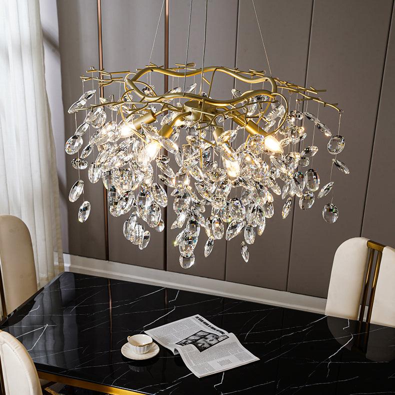 Luxirian kultainen LED-kristallihaarakruunu