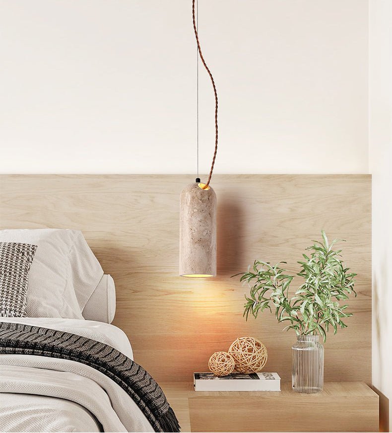 Talv elegant pendellampa i gul travertin