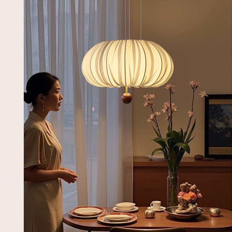 Vasilen premium nordisk konstnärlig ballongtaklampa i trä och tyg