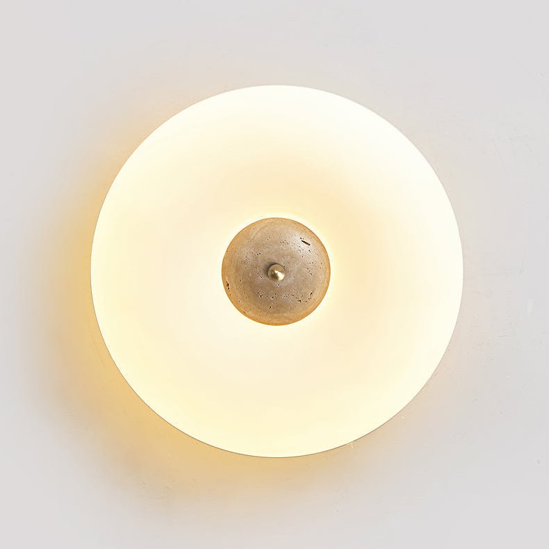 Flen loftslampe med ring i gul travertin