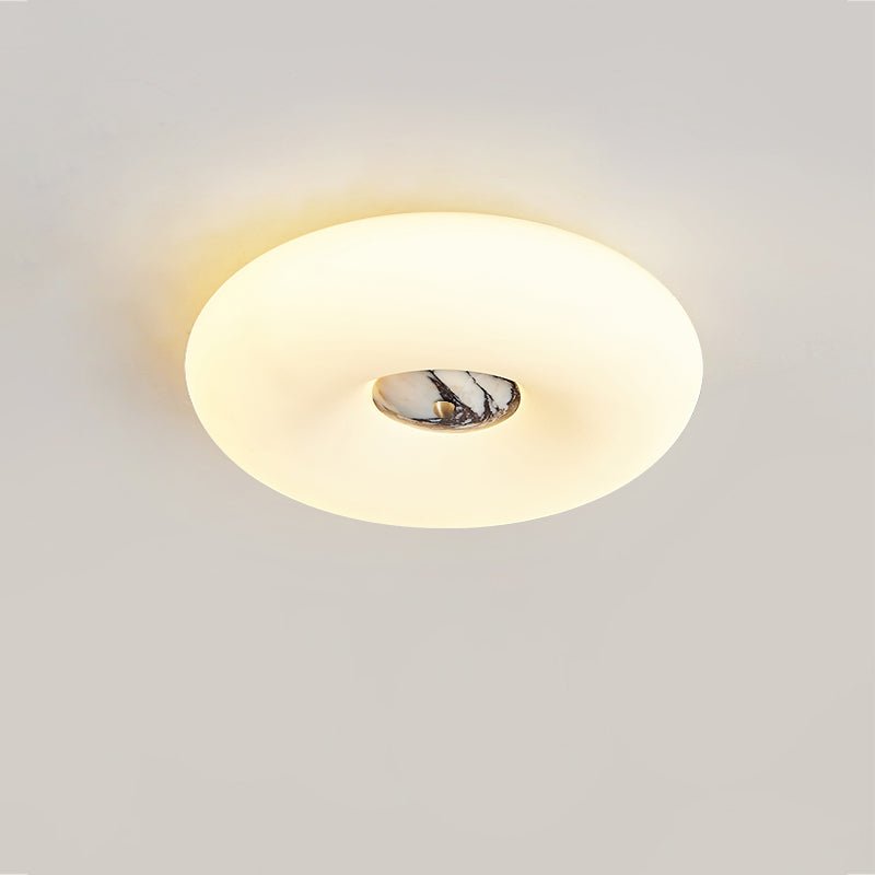 Flen loftslampe med ring i gul travertin