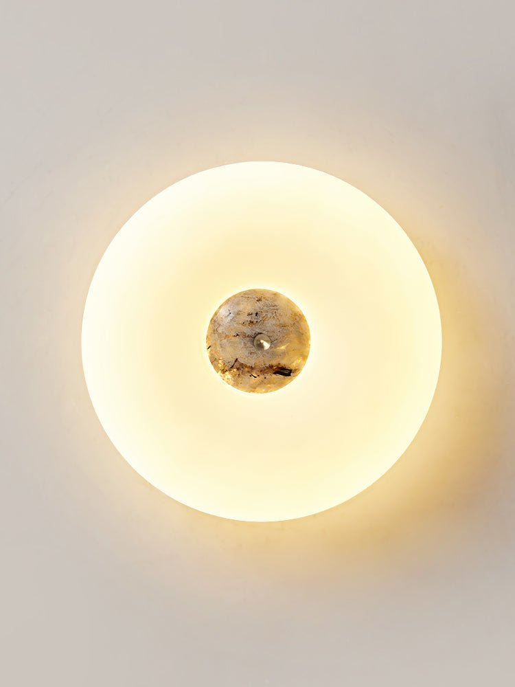 Flen loftslampe med ring i gul travertin