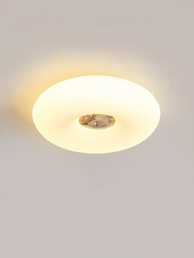 Flen loftslampe med ring i gul travertin