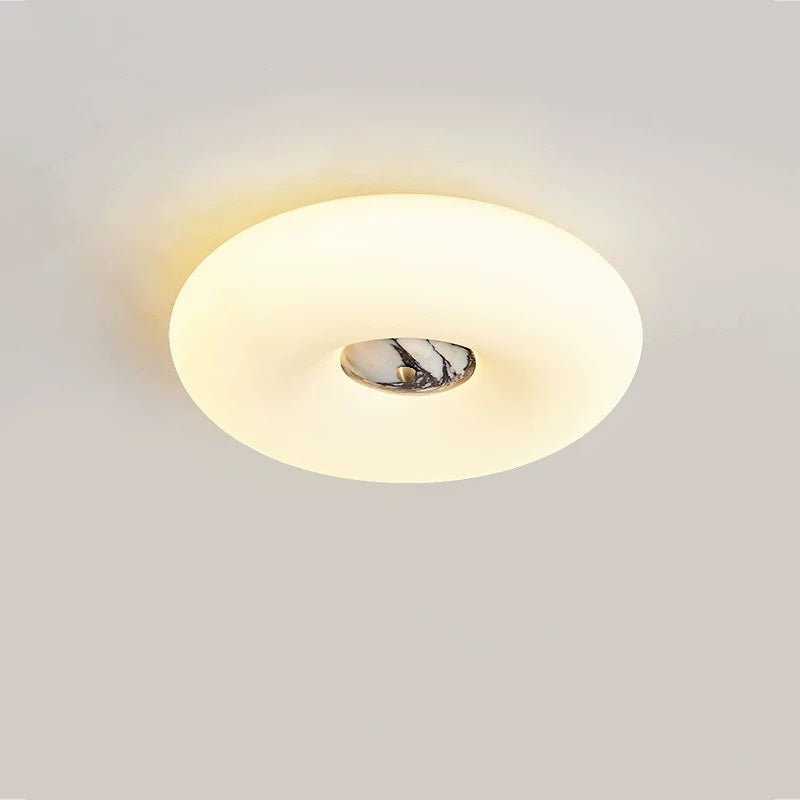 Flen loftslampe med ring i gul travertin