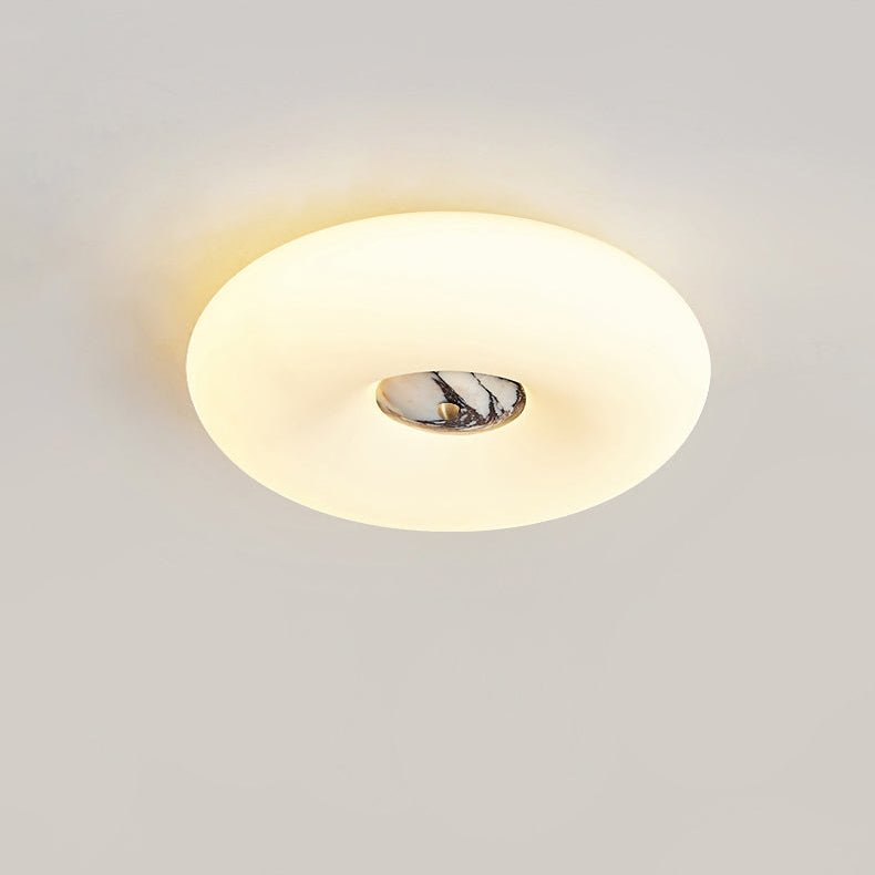 Flen loftslampe med ring i gul travertin