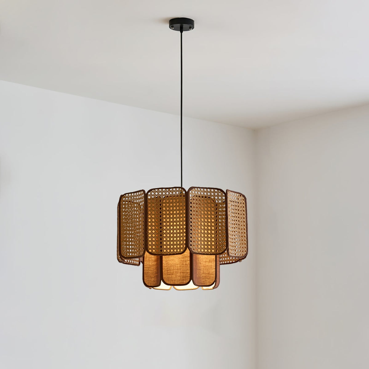 Cane vintage-taklampa i tyg