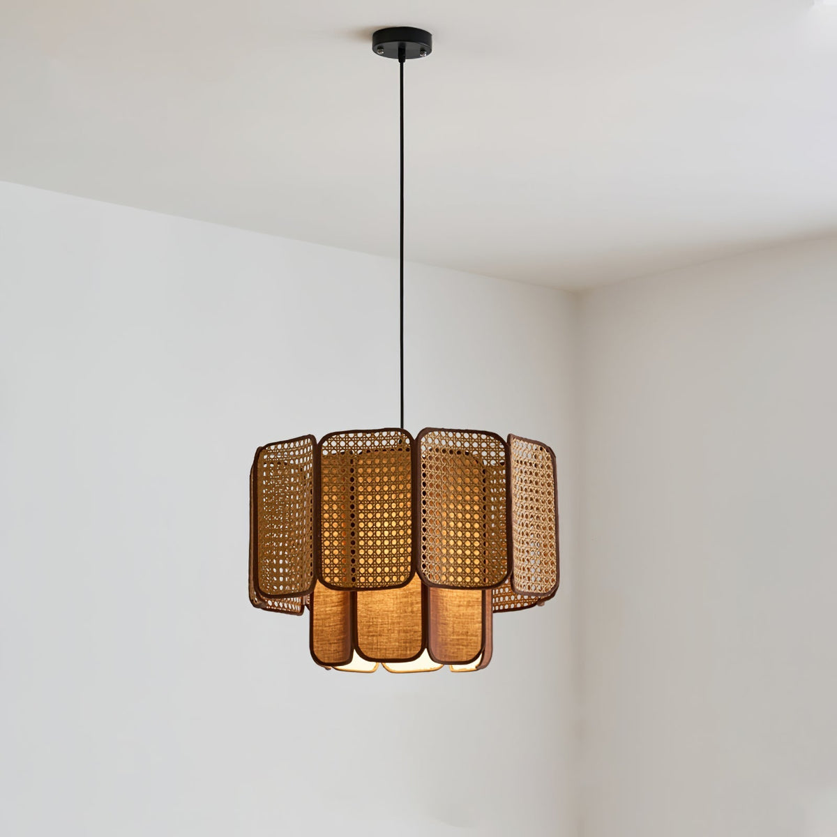 Cane vintage-taklampa i tyg