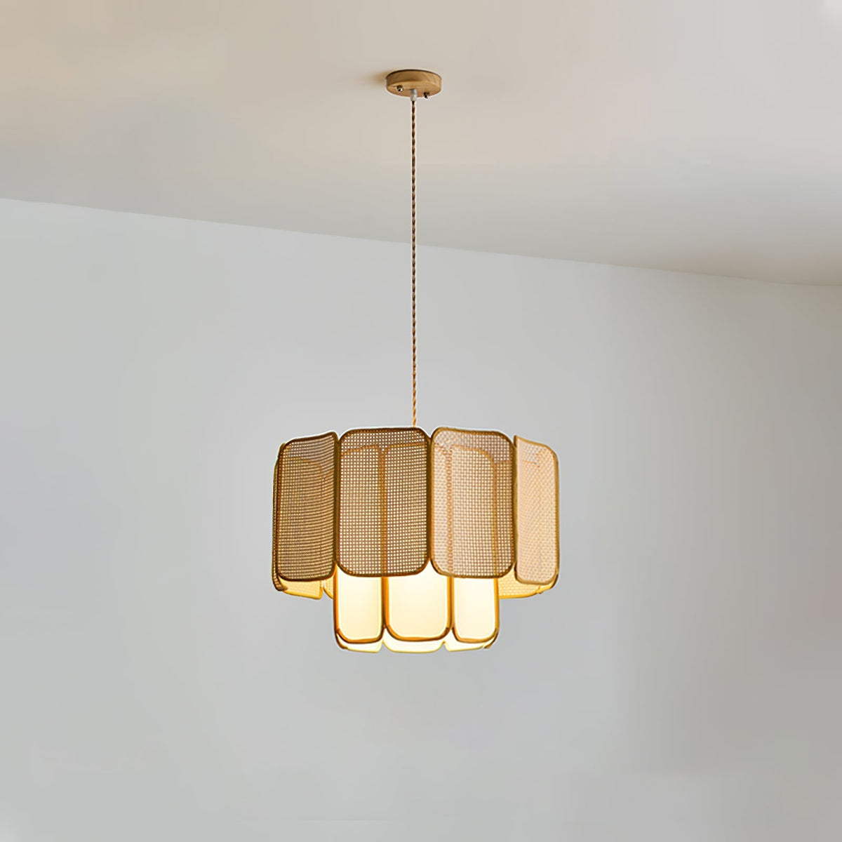 Cane vintage-taklampa i tyg