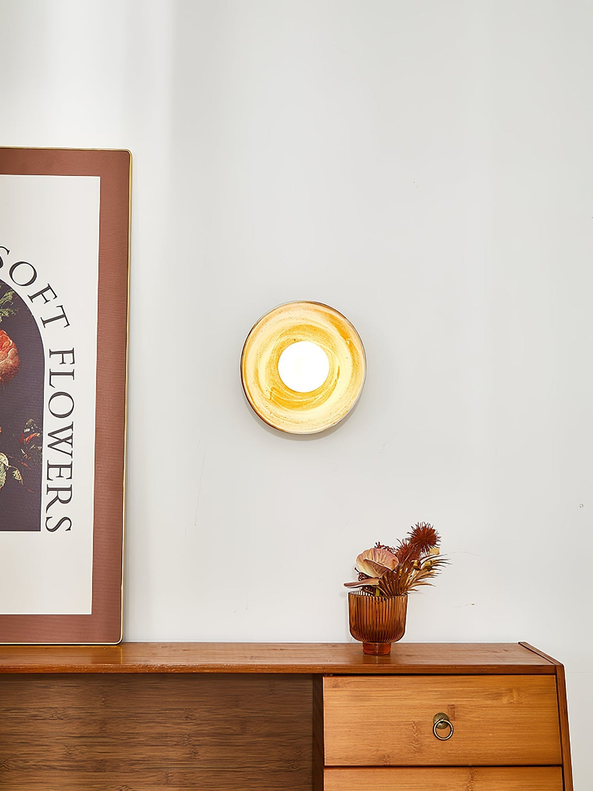 Solune moderne minimalistisk væglampe i glas og træ