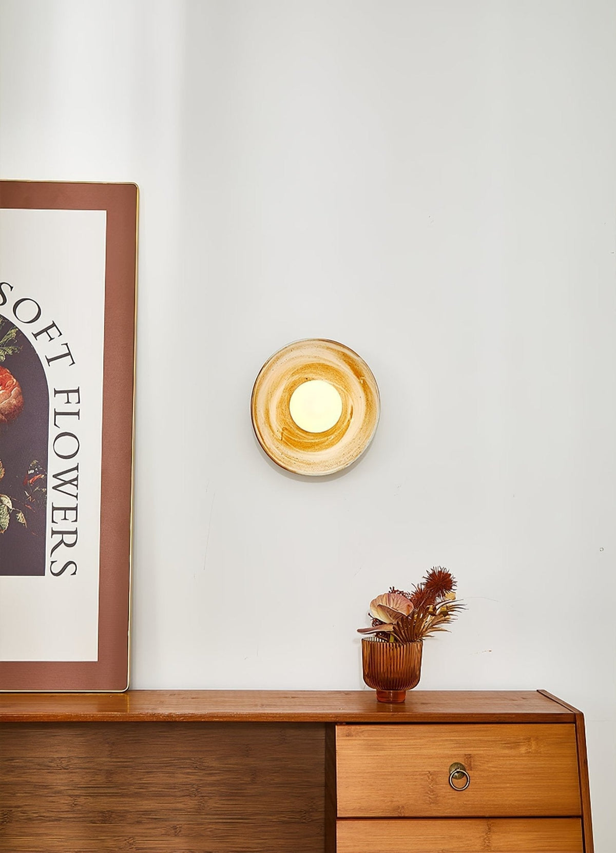 Solune moderne minimalistisk væglampe i glas og træ