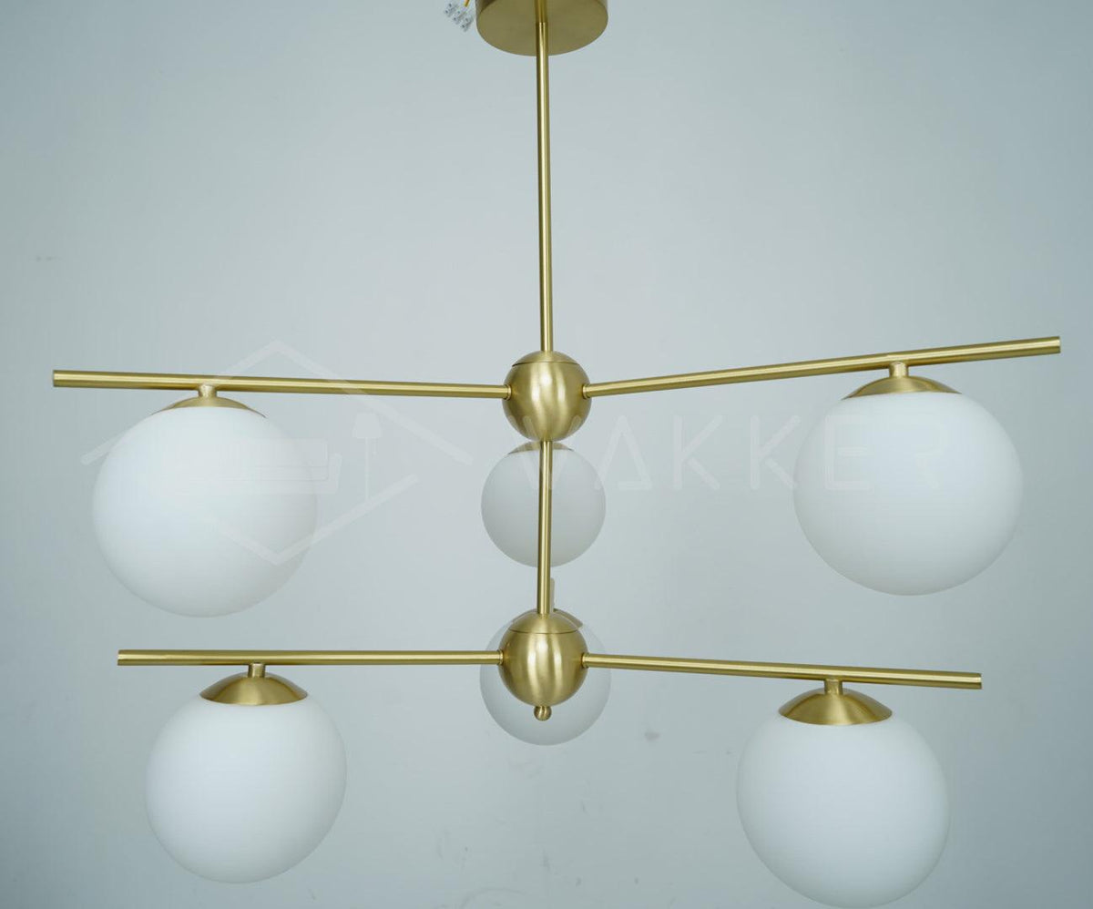 Casoella moderne Sphere & Stem-lysekrone i guldfarve med LED