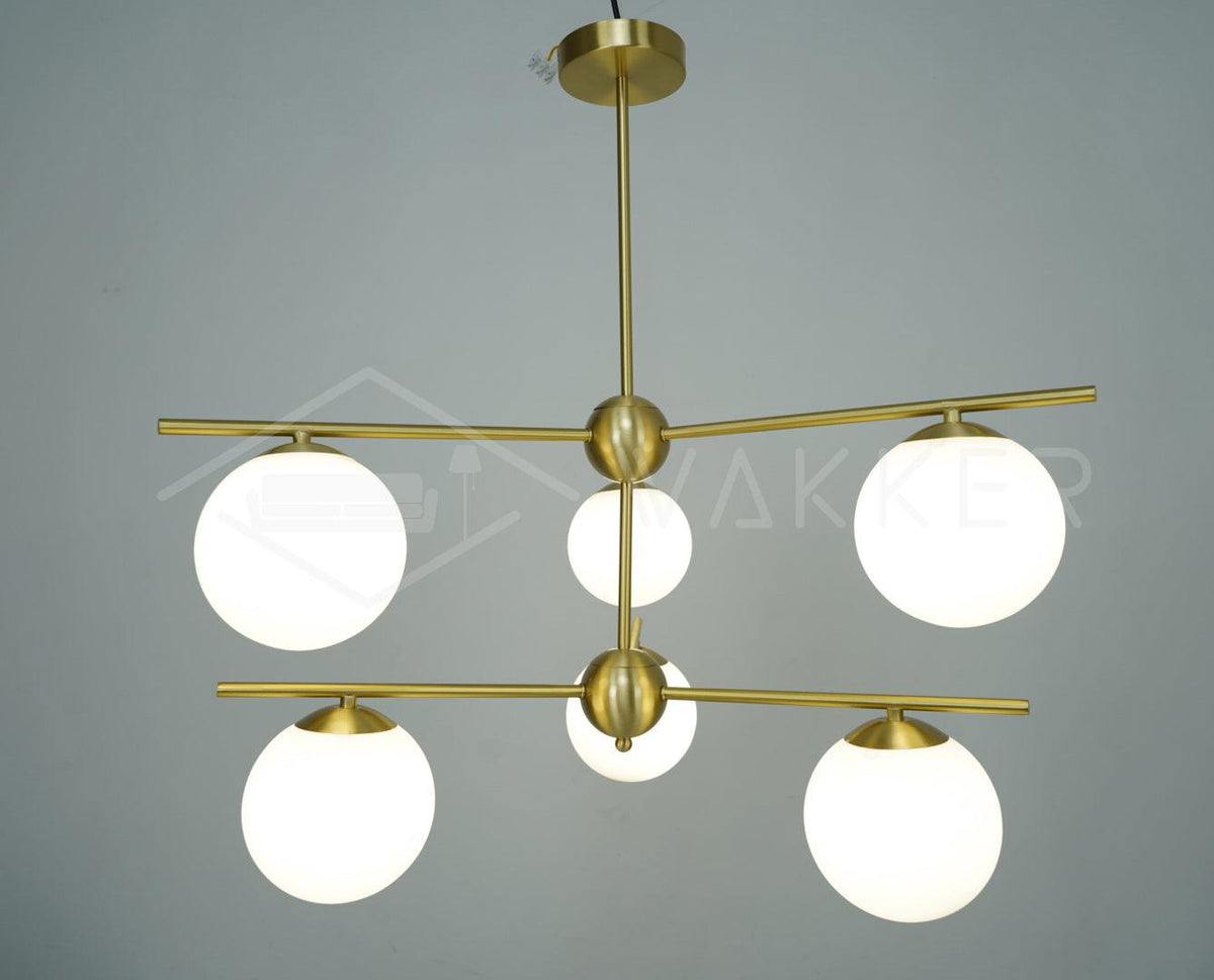 Casoella moderne Sphere & Stem-lysekrone i guldfarve med LED