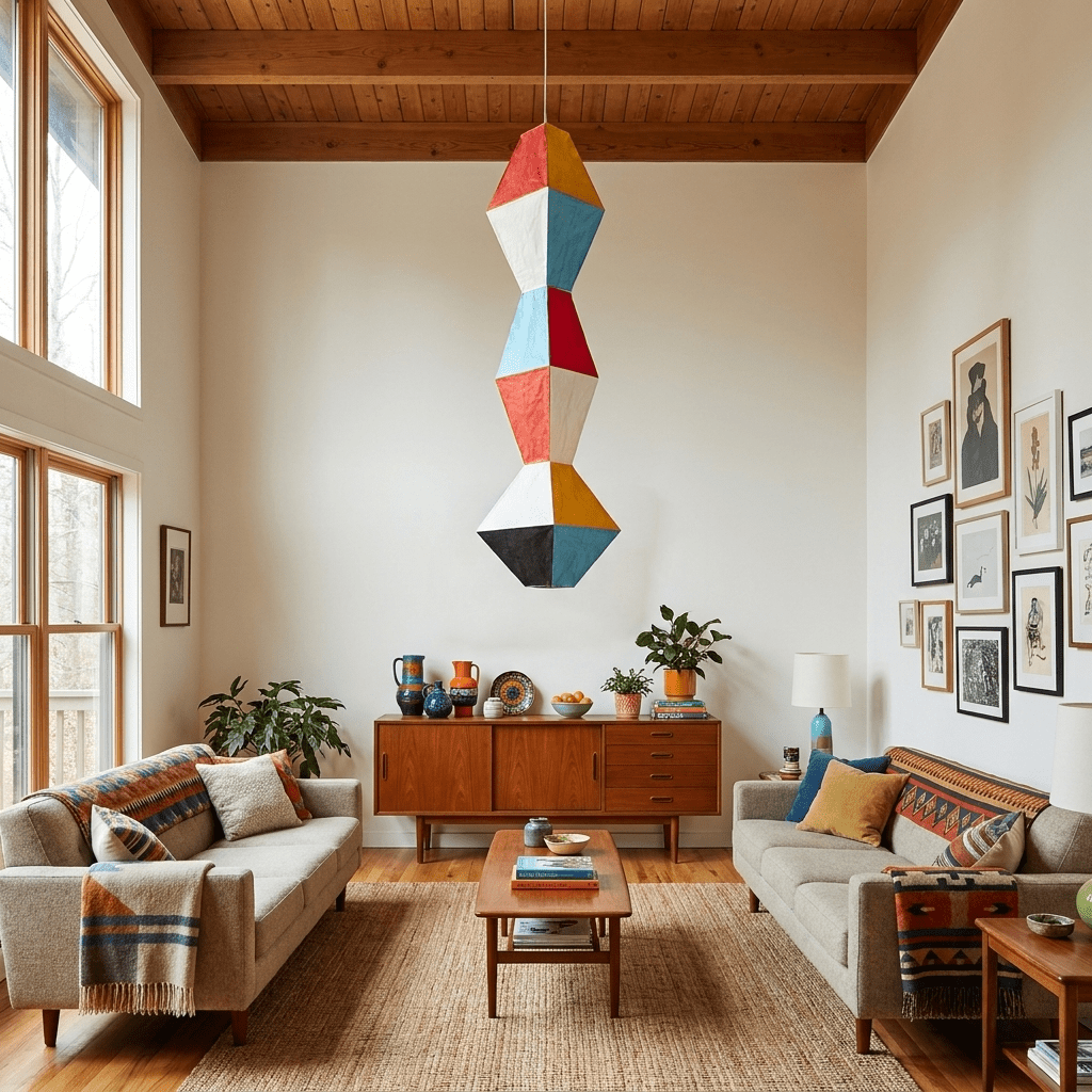 Mavelle geometrisk pendellampe i rispapir