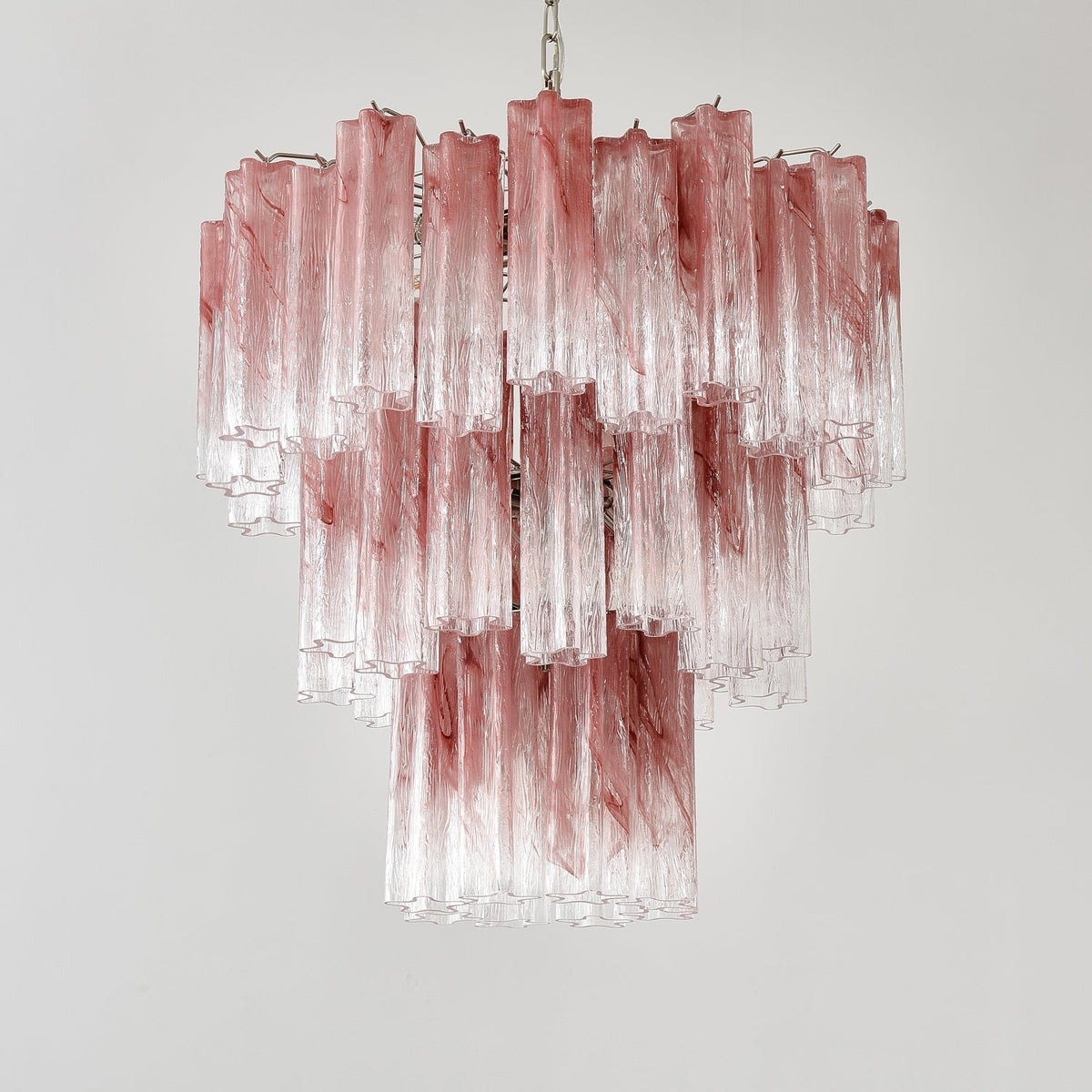 Liorinira Chandelier Pink Glass Tubes Layered Modern