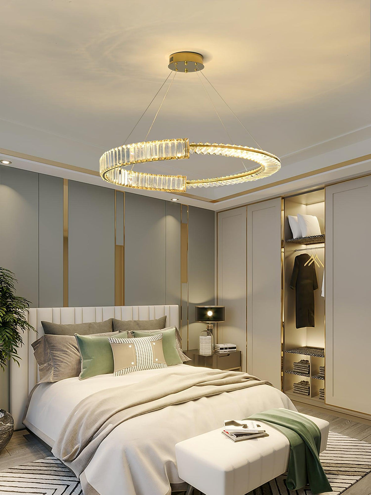 Cyrerira Stella LED-krystalkrone med ring